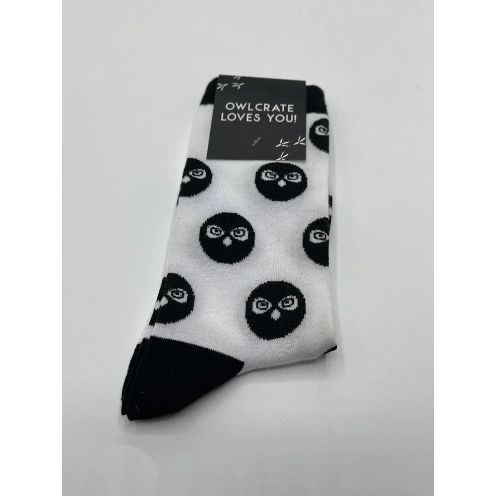 Owlcrate Socks Womens  Adult Size Small Black & White Owl Pattern New